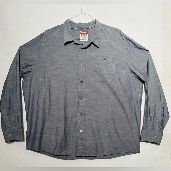 Wrangler Jeans Co. Shirt 3XL 100% Cotton Long Sleeve Light Gray Super Clean! - Picture 1 of 7